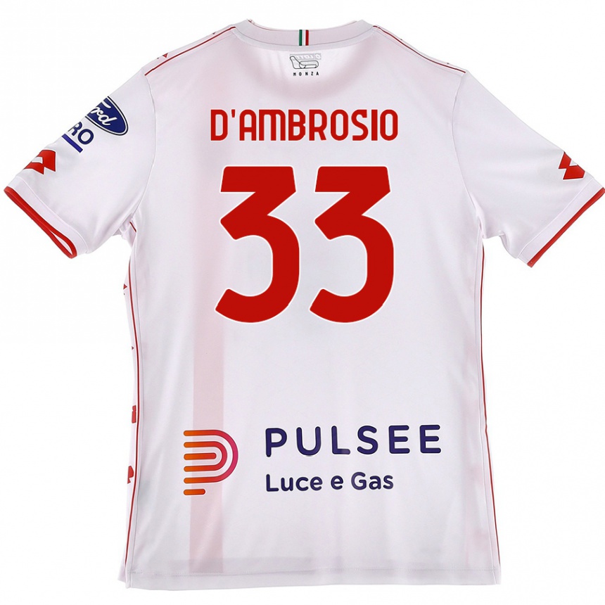 Herren Fußball Danilo D'ambrosio #33 Weiß Rot Auswärtstrikot Trikot 2024/25 T-Shirt Luxemburg