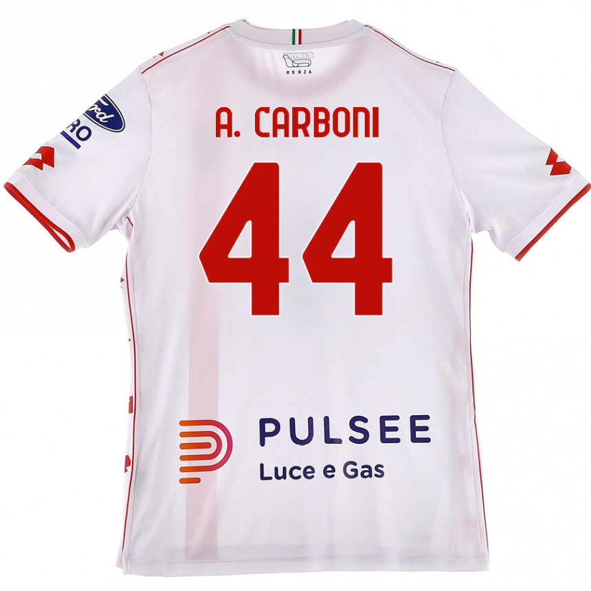 Herren Fußball Andrea Carboni #44 Weiß Rot Auswärtstrikot Trikot 2024/25 T-Shirt Luxemburg