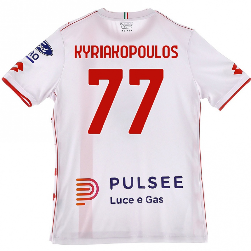 Herren Fußball Georgios Kyriakopoulos #77 Weiß Rot Auswärtstrikot Trikot 2024/25 T-Shirt Luxemburg