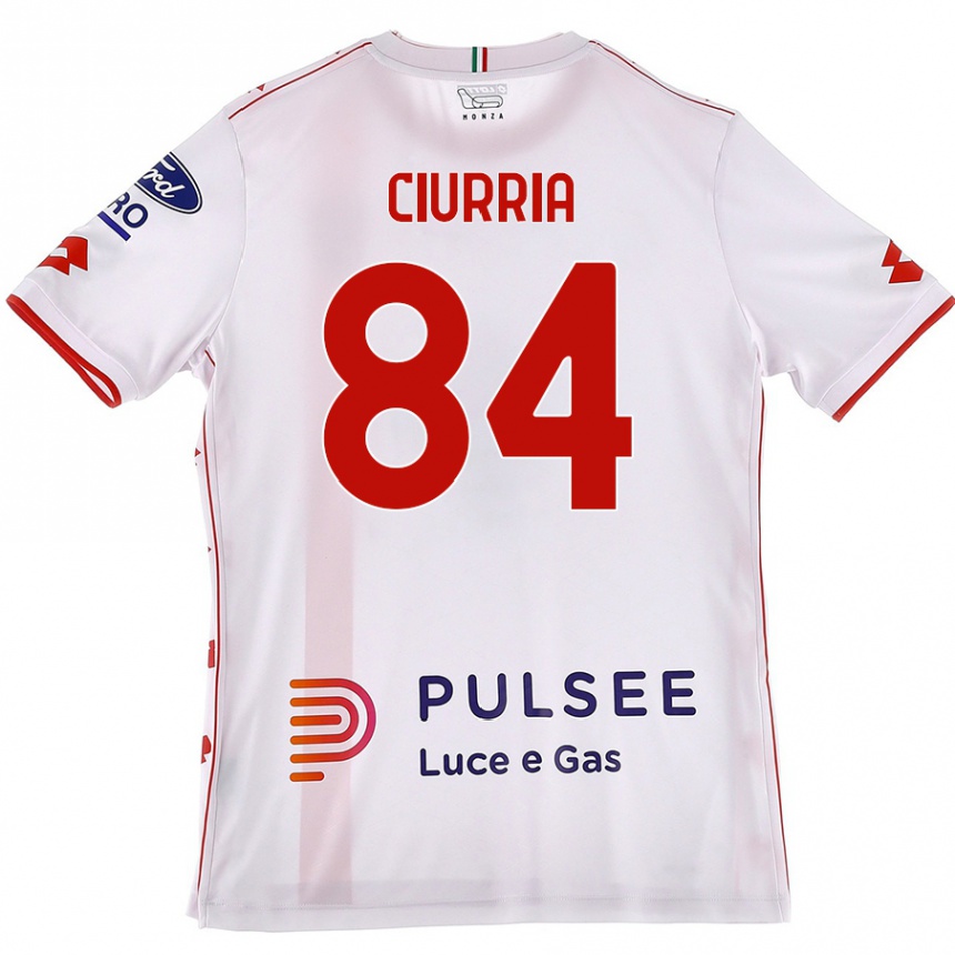 Herren Fußball Patrick Ciurria #84 Weiß Rot Auswärtstrikot Trikot 2024/25 T-Shirt Luxemburg