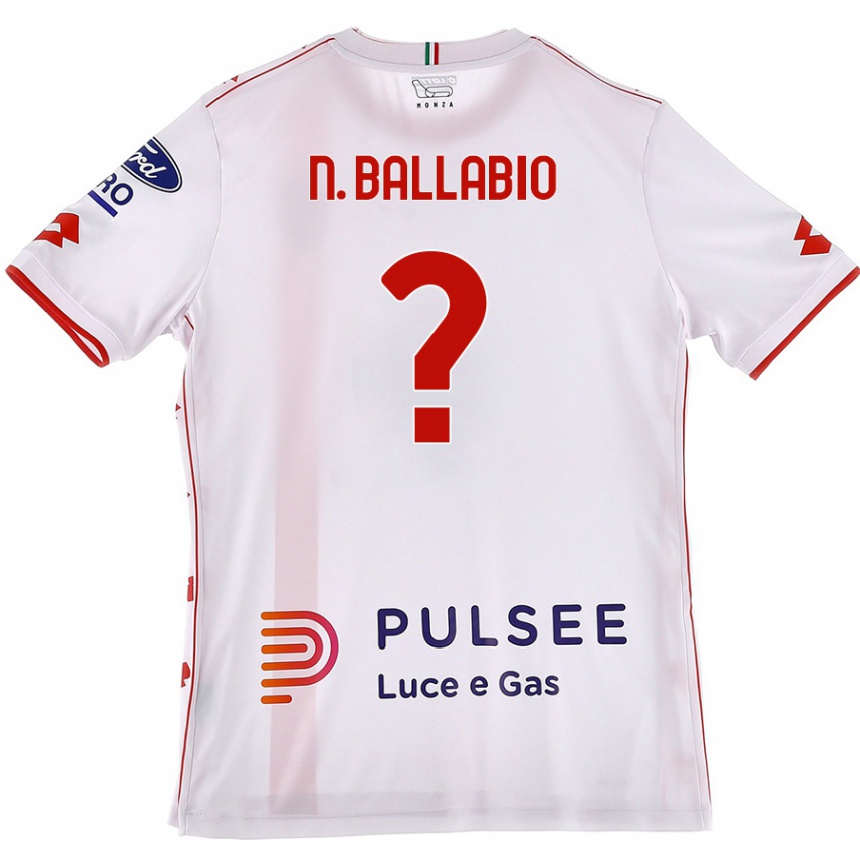 Herren Fußball Nicolò Ballabio #0 Weiß Rot Auswärtstrikot Trikot 2024/25 T-Shirt Luxemburg