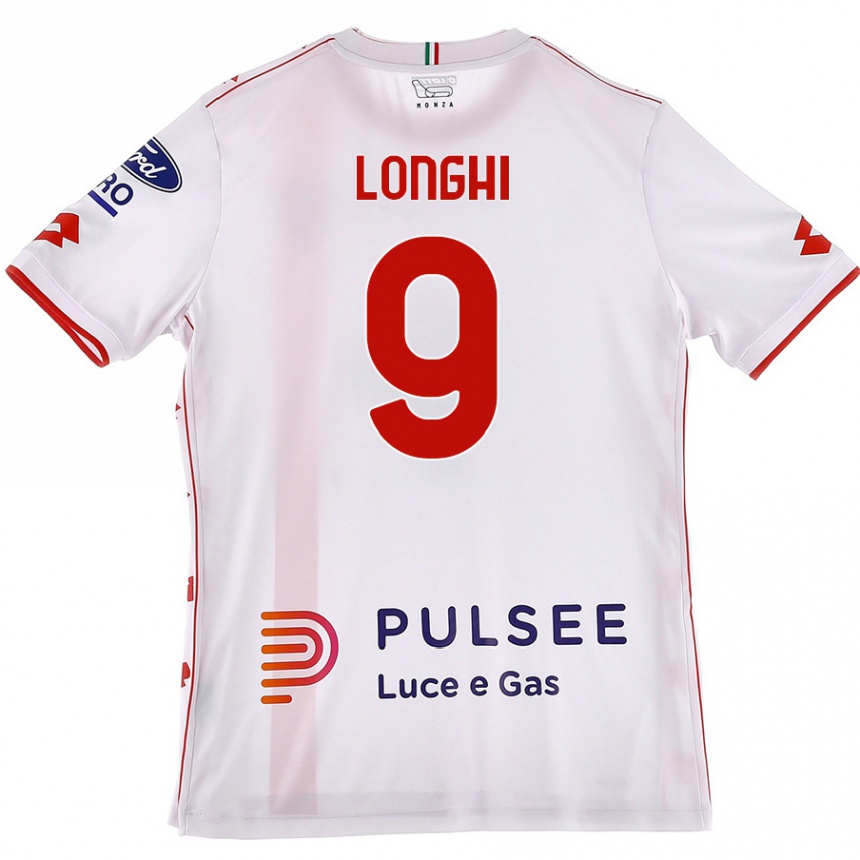 Herren Fußball Jordan Longhi #9 Weiß Rot Auswärtstrikot Trikot 2024/25 T-Shirt Luxemburg