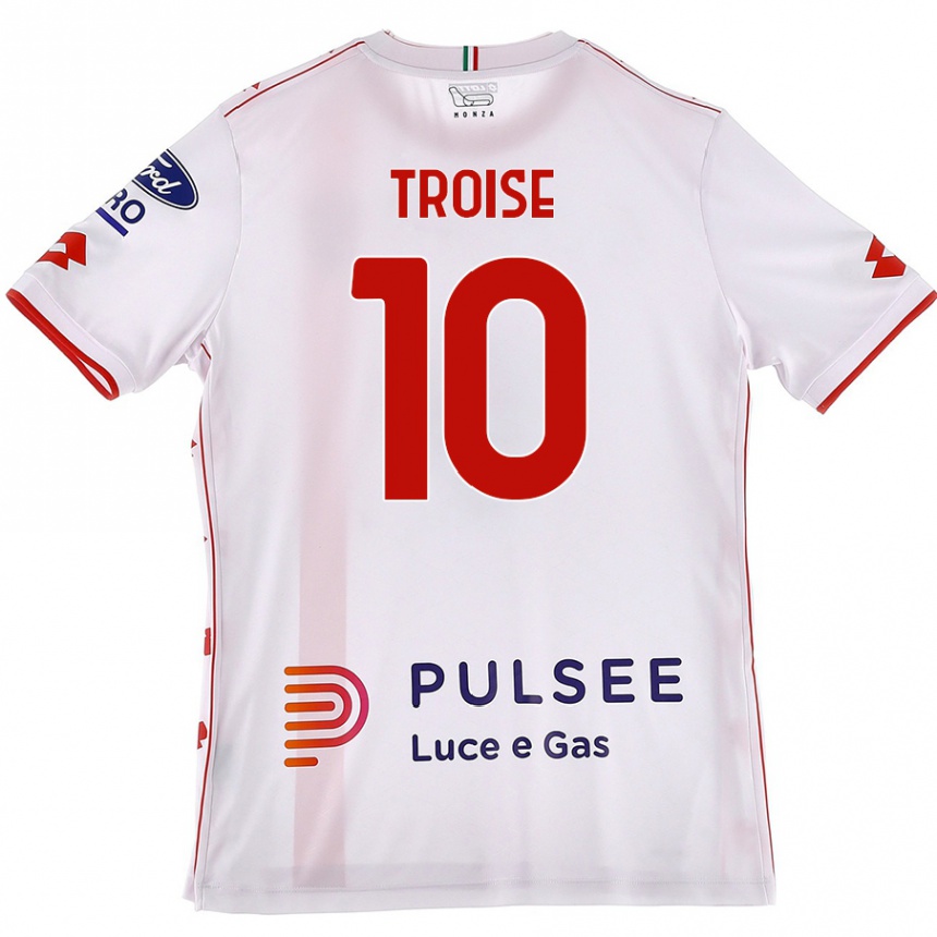 Herren Fußball Antonio Troise #10 Weiß Rot Auswärtstrikot Trikot 2024/25 T-Shirt Luxemburg