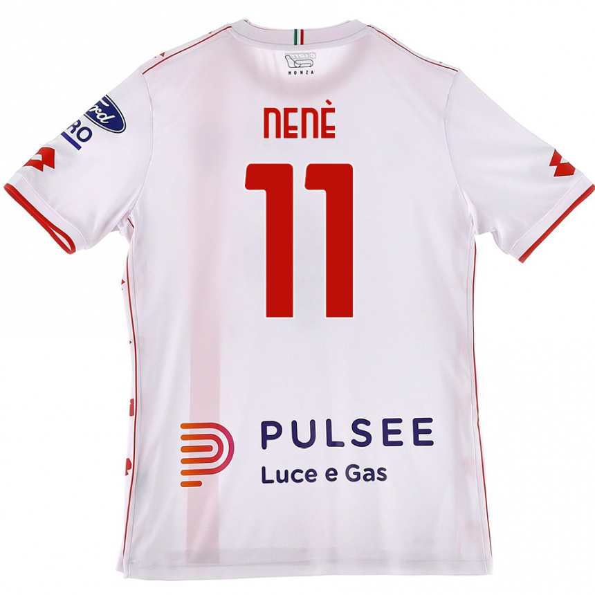 Herren Fußball Stephen Nenè #11 Weiß Rot Auswärtstrikot Trikot 2024/25 T-Shirt Luxemburg