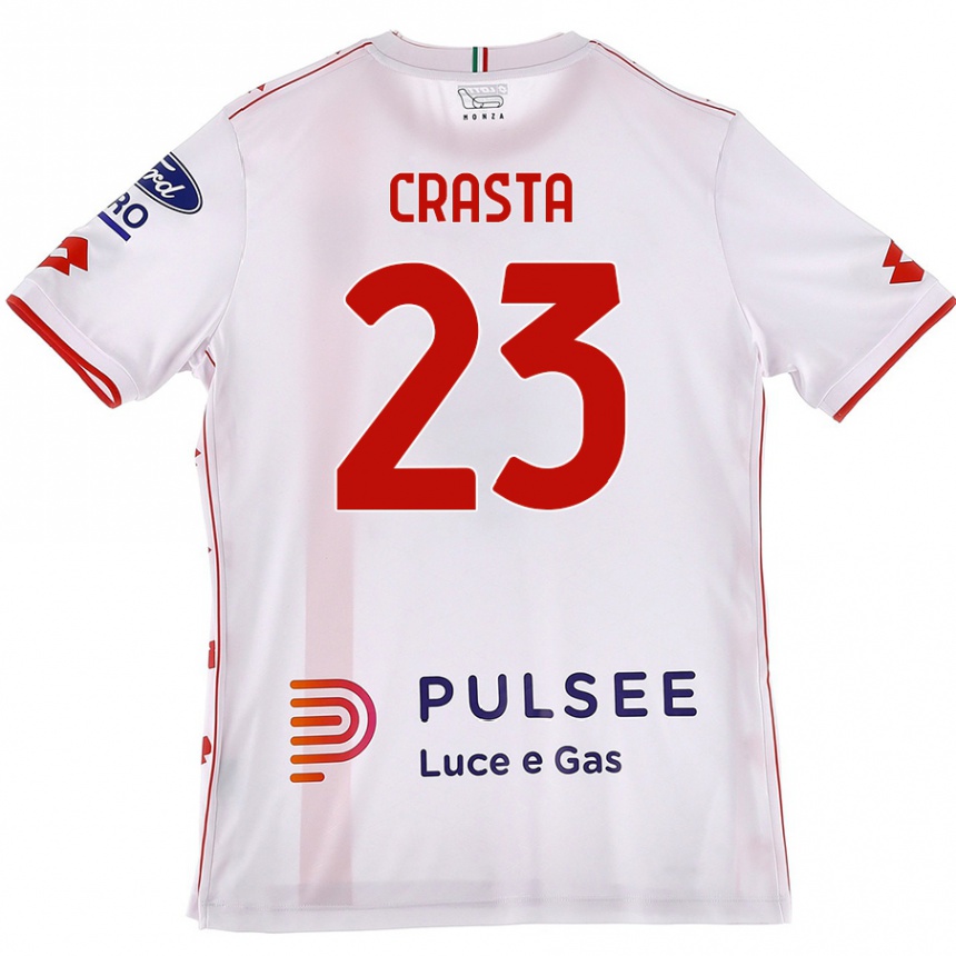 Herren Fußball Mario Crasta #23 Weiß Rot Auswärtstrikot Trikot 2024/25 T-Shirt Luxemburg