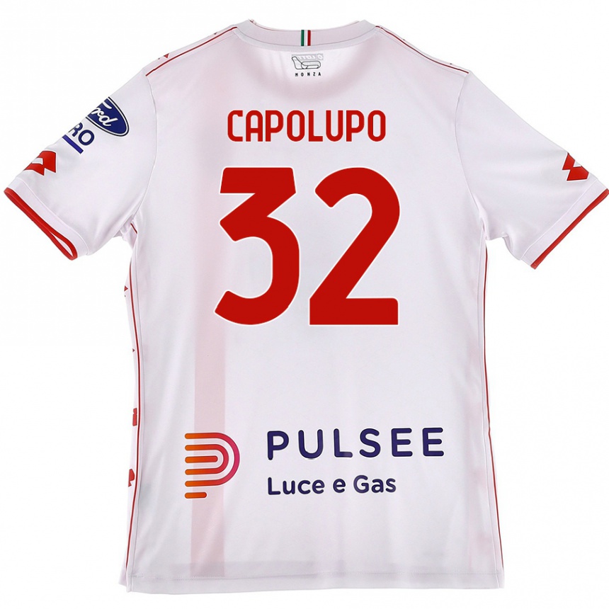 Herren Fußball Samuele Capolupo #32 Weiß Rot Auswärtstrikot Trikot 2024/25 T-Shirt Luxemburg