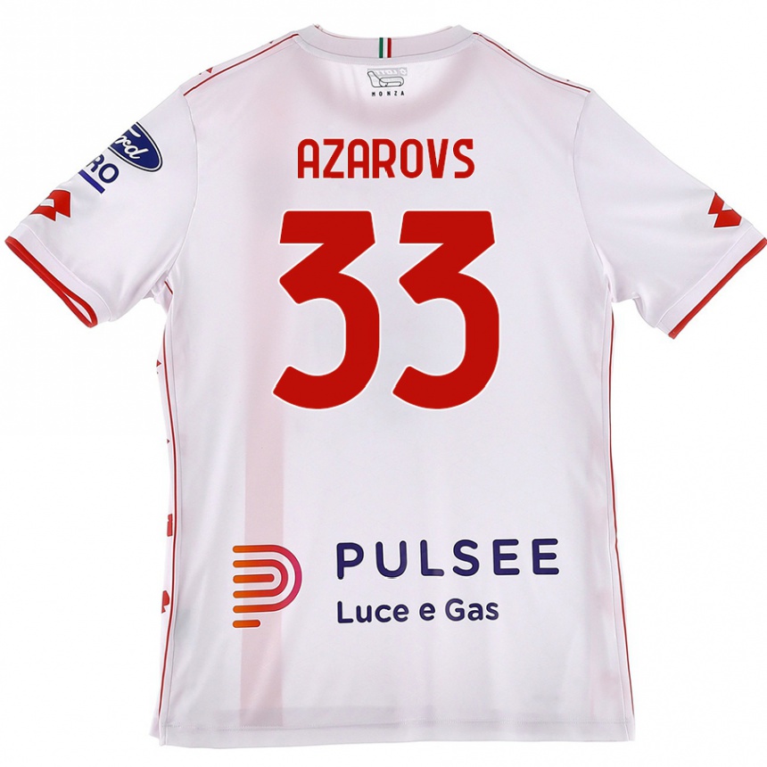 Herren Fußball Timurs Azarovs #33 Weiß Rot Auswärtstrikot Trikot 2024/25 T-Shirt Luxemburg