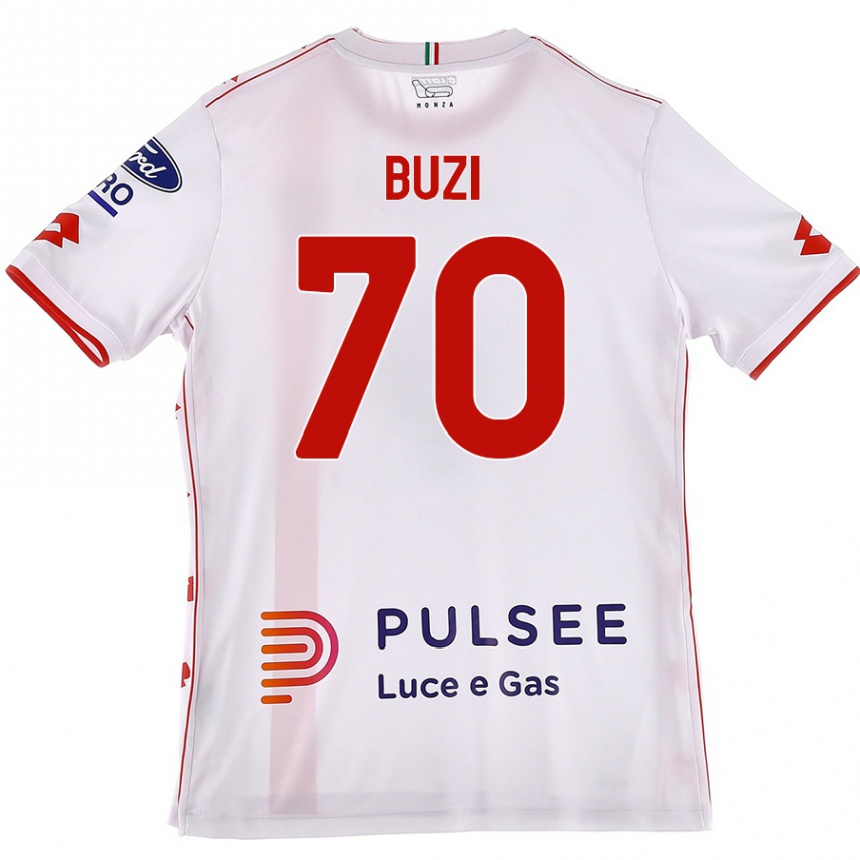 Herren Fußball Luis Buzi #70 Weiß Rot Auswärtstrikot Trikot 2024/25 T-Shirt Luxemburg