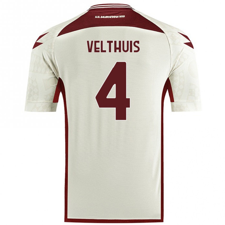 Herren Fußball Tijs Velthuis #4 Cremefarben Auswärtstrikot Trikot 2024/25 T-Shirt Luxemburg