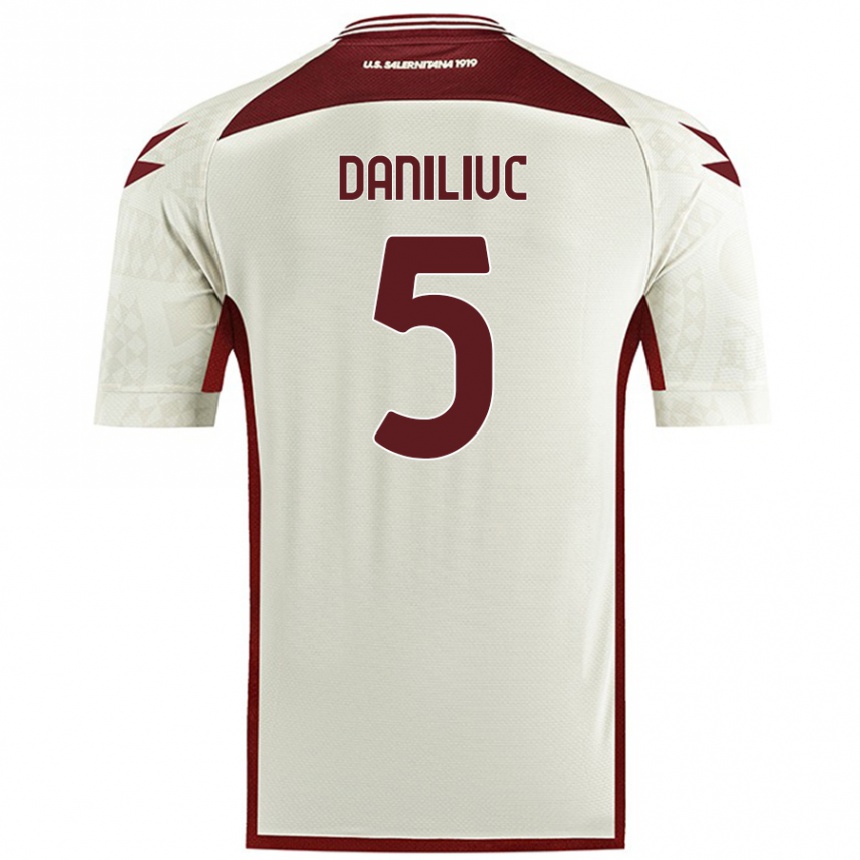 Herren Fußball Flavius Daniliuc #5 Cremefarben Auswärtstrikot Trikot 2024/25 T-Shirt Luxemburg