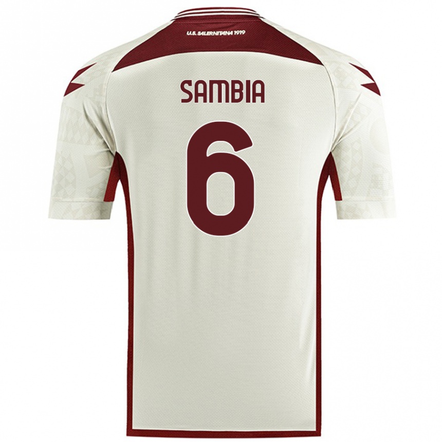 Herren Fußball Junior Sambia #6 Cremefarben Auswärtstrikot Trikot 2024/25 T-Shirt Luxemburg