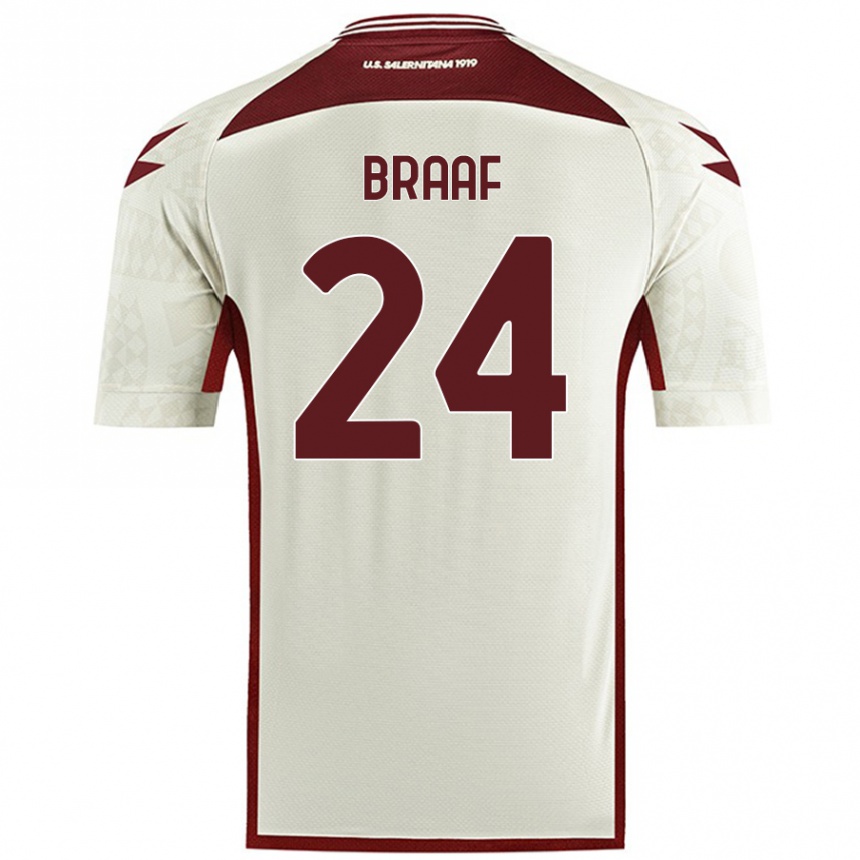 Herren Fußball Jayden Braaf #24 Cremefarben Auswärtstrikot Trikot 2024/25 T-Shirt Luxemburg