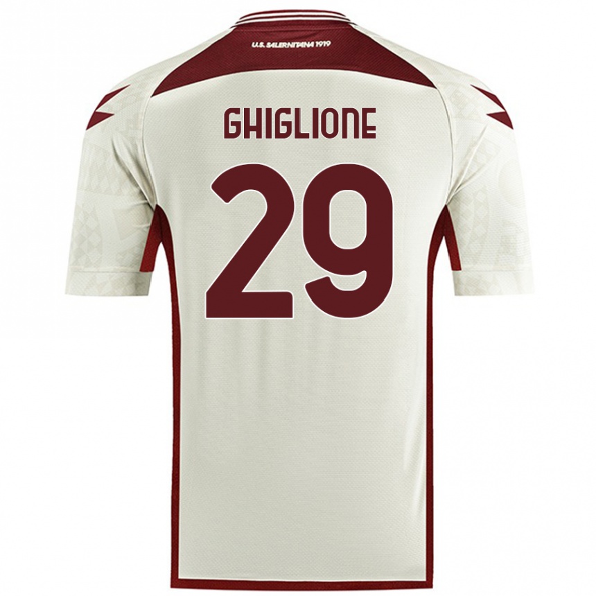 Herren Fußball Paolo Ghiglione #29 Cremefarben Auswärtstrikot Trikot 2024/25 T-Shirt Luxemburg