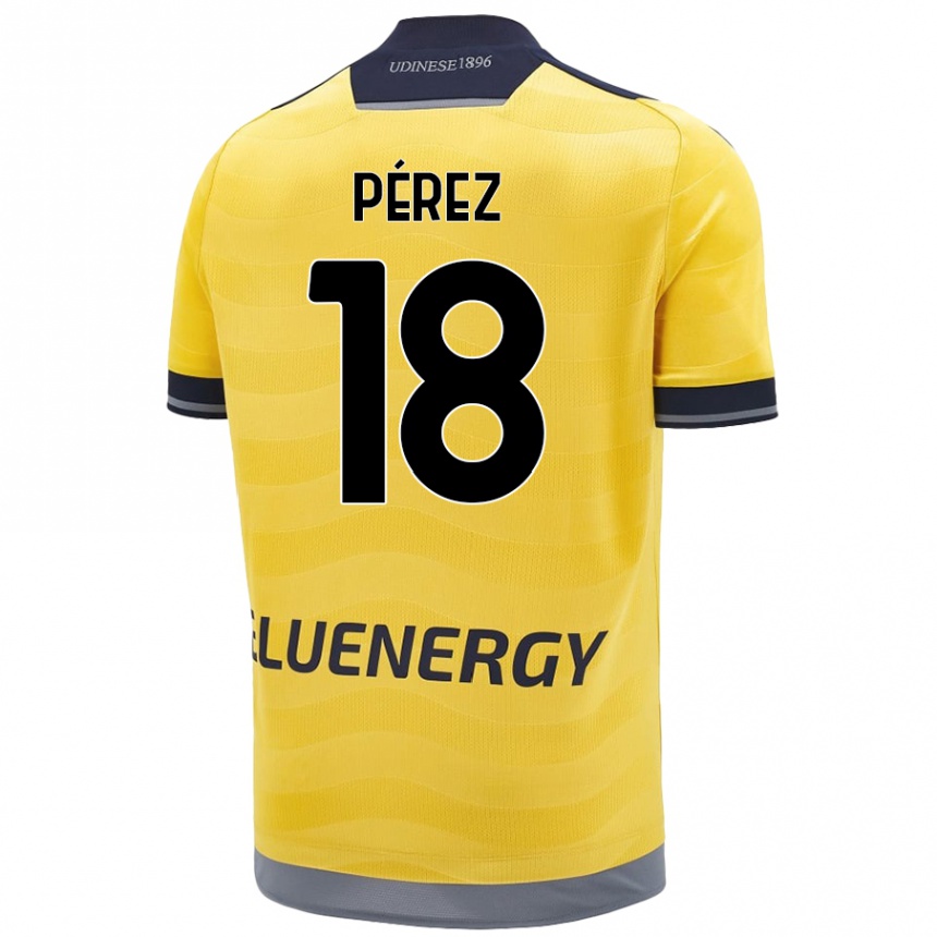 Herren Fußball Nehuén Pérez #18 Golden Auswärtstrikot Trikot 2024/25 T-Shirt Luxemburg