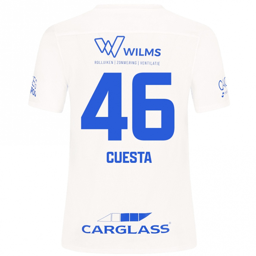 Herren Fußball Carlos Cuesta #46 Weiß Auswärtstrikot Trikot 2024/25 T-Shirt Luxemburg