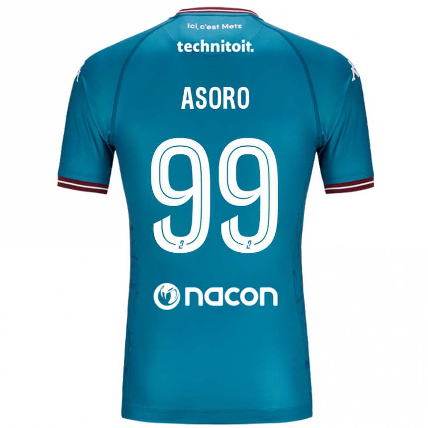 Herren Fußball Joel Asoro #99 Blau Petrol Auswärtstrikot Trikot 2024/25 T-Shirt Luxemburg