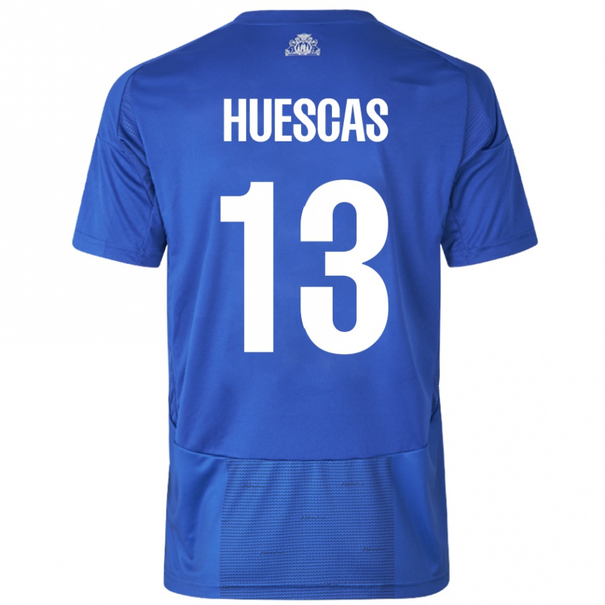 Herren Fußball Rodrigo Huescas #13 Weiß Blau Auswärtstrikot Trikot 2024/25 T-Shirt Luxemburg