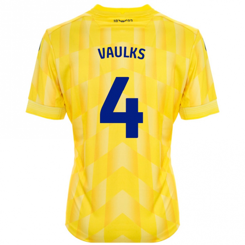 Damen Fußball Will Vaulks #4 Gelb Heimtrikot Trikot 2024/25 T-Shirt Luxemburg