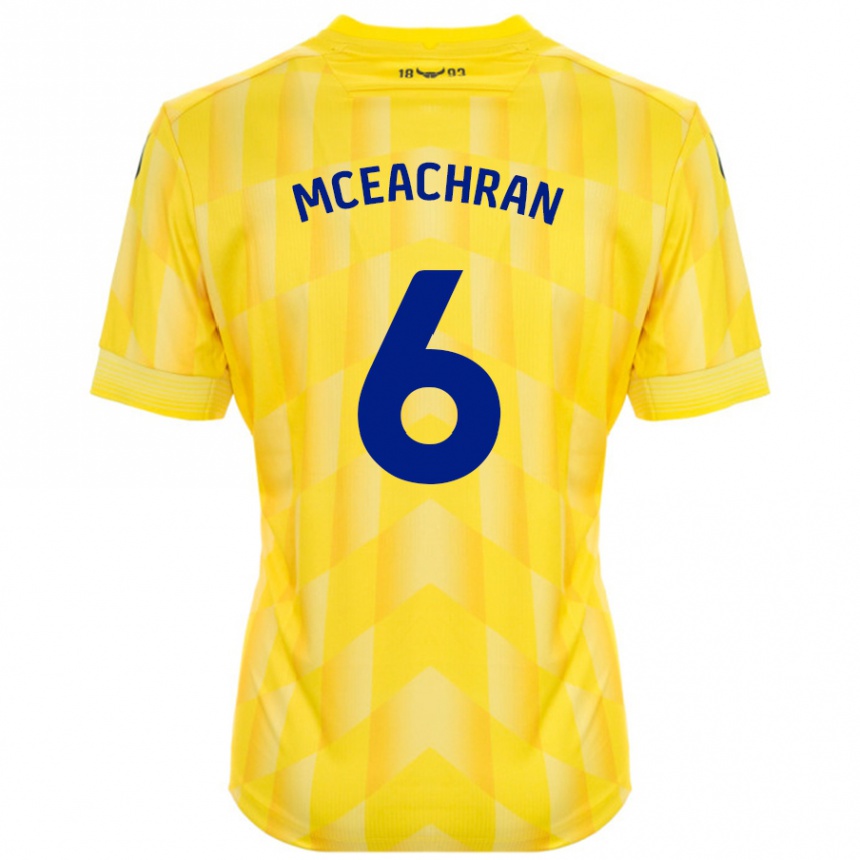 Damen Fußball Josh Mceachran #6 Gelb Heimtrikot Trikot 2024/25 T-Shirt Luxemburg