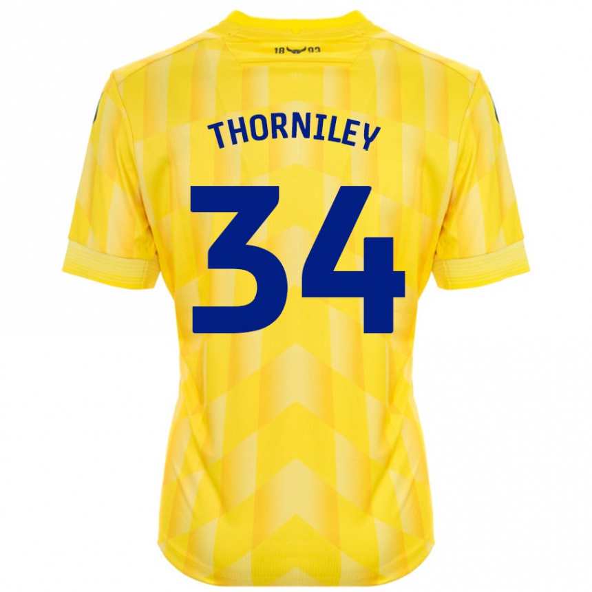 Damen Fußball Jordan Thorniley #34 Gelb Heimtrikot Trikot 2024/25 T-Shirt Luxemburg