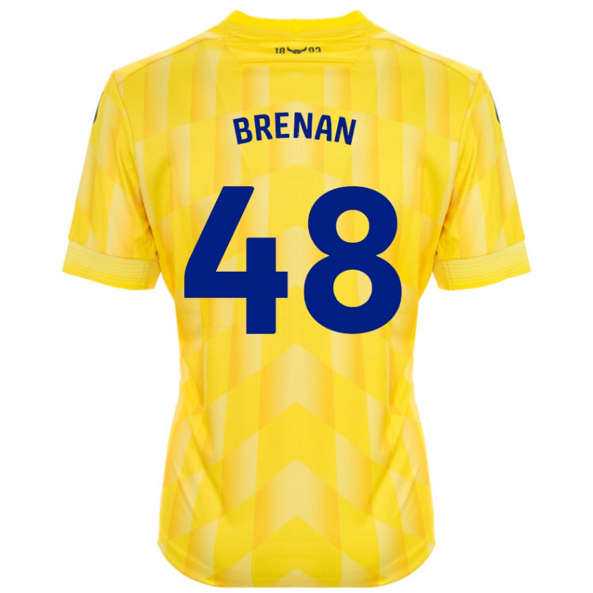 Damen Fußball Tobias Brenan #48 Gelb Heimtrikot Trikot 2024/25 T-Shirt Luxemburg