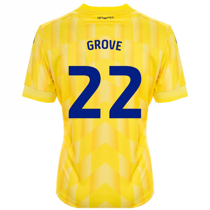 Damen Fußball Jade Grove #22 Gelb Heimtrikot Trikot 2024/25 T-Shirt Luxemburg