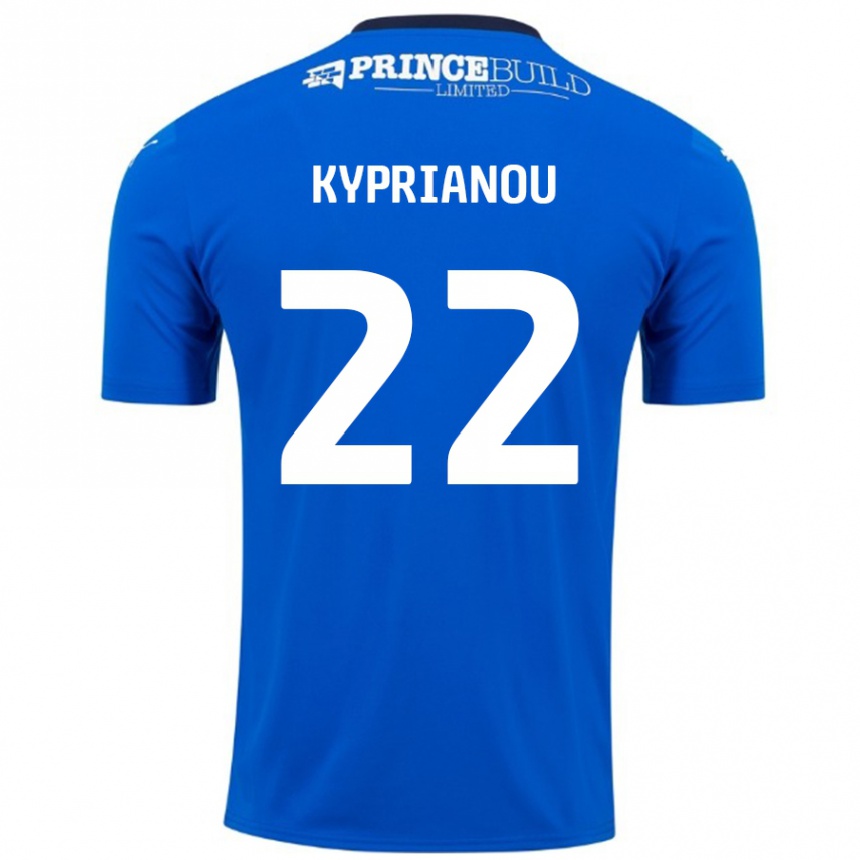 Damen Fußball Hector Kyprianou #22 Blau Weiß Heimtrikot Trikot 2024/25 T-Shirt Luxemburg