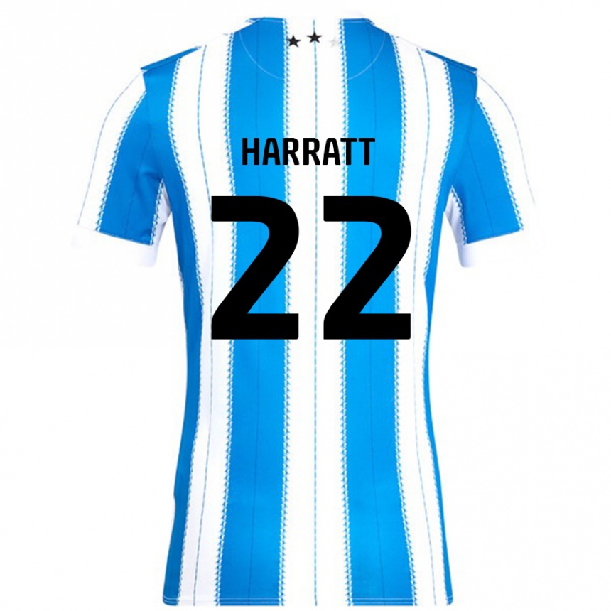 Damen Fußball Kian Harratt #22 Blau Weiß Heimtrikot Trikot 2024/25 T-Shirt Luxemburg