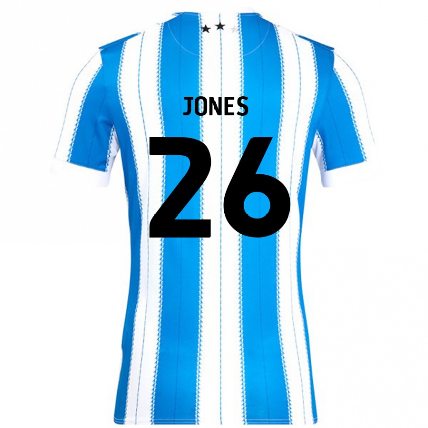 Damen Fußball Patrick Jones #26 Blau Weiß Heimtrikot Trikot 2024/25 T-Shirt Luxemburg