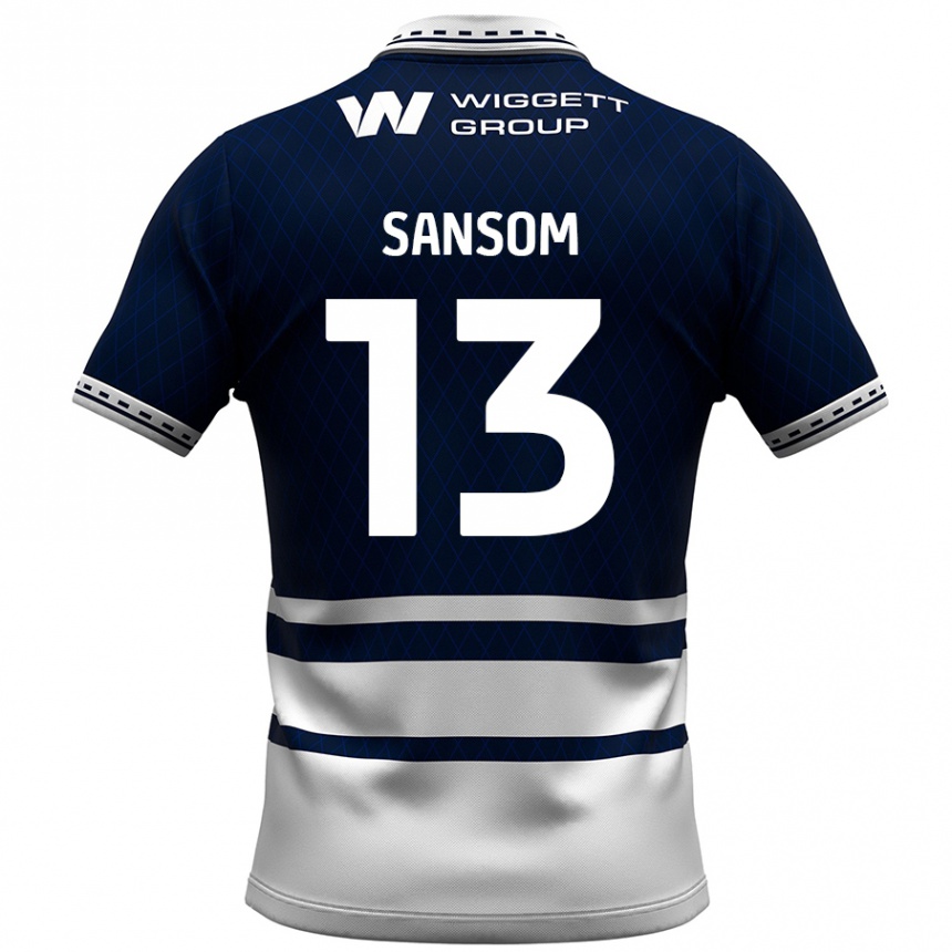 Damen Fußball Chloe Sansom #13 Marineblau Weiß Heimtrikot Trikot 2024/25 T-Shirt Luxemburg