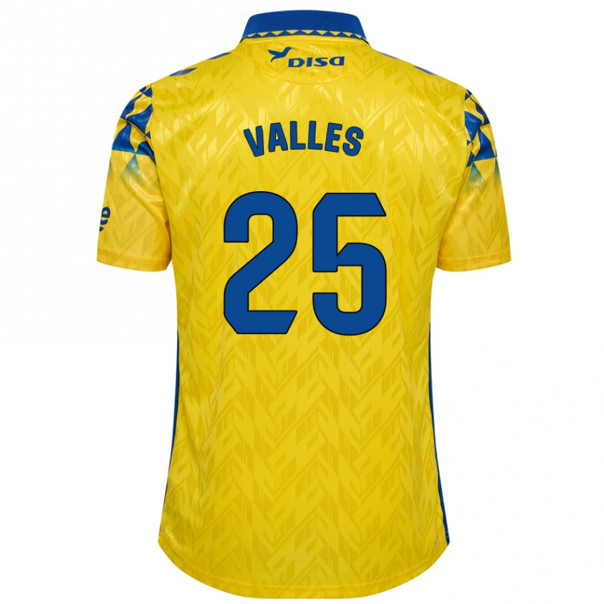 Damen Fußball Álvaro Valles #25 Gelb Blau Heimtrikot Trikot 2024/25 T-Shirt Luxemburg