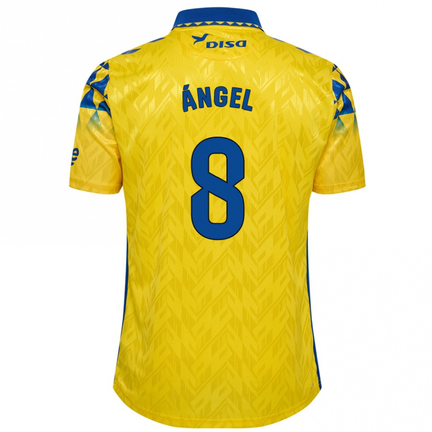 Damen Fußball José Ángel #8 Gelb Blau Heimtrikot Trikot 2024/25 T-Shirt Luxemburg