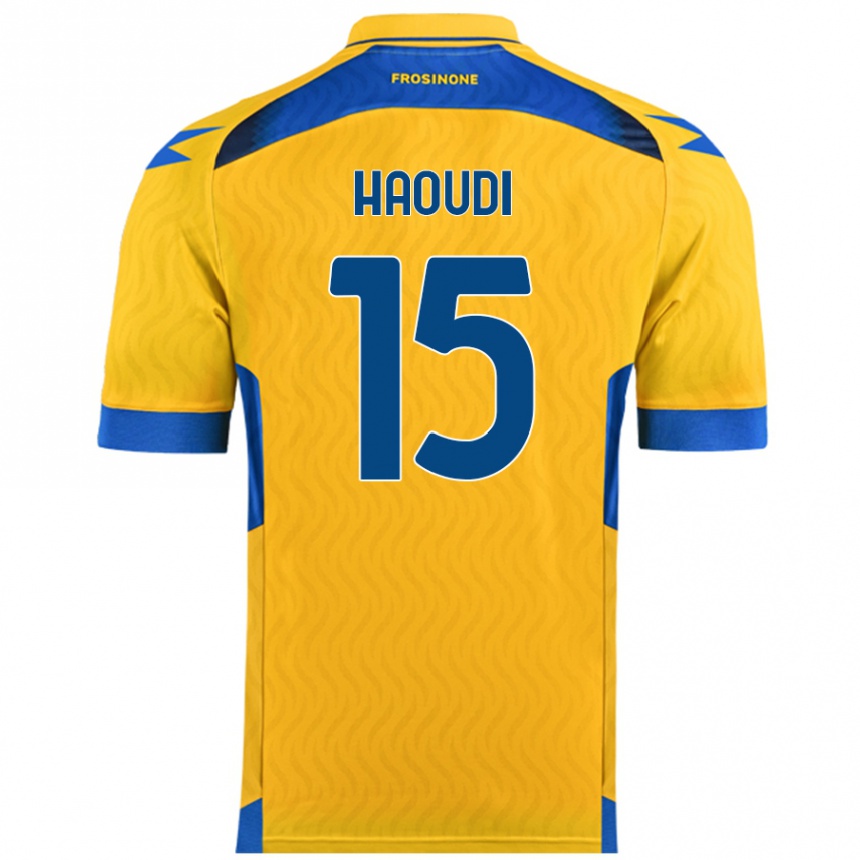 Damen Fußball Hamza Haoudi #15 Gelb Heimtrikot Trikot 2024/25 T-Shirt Luxemburg