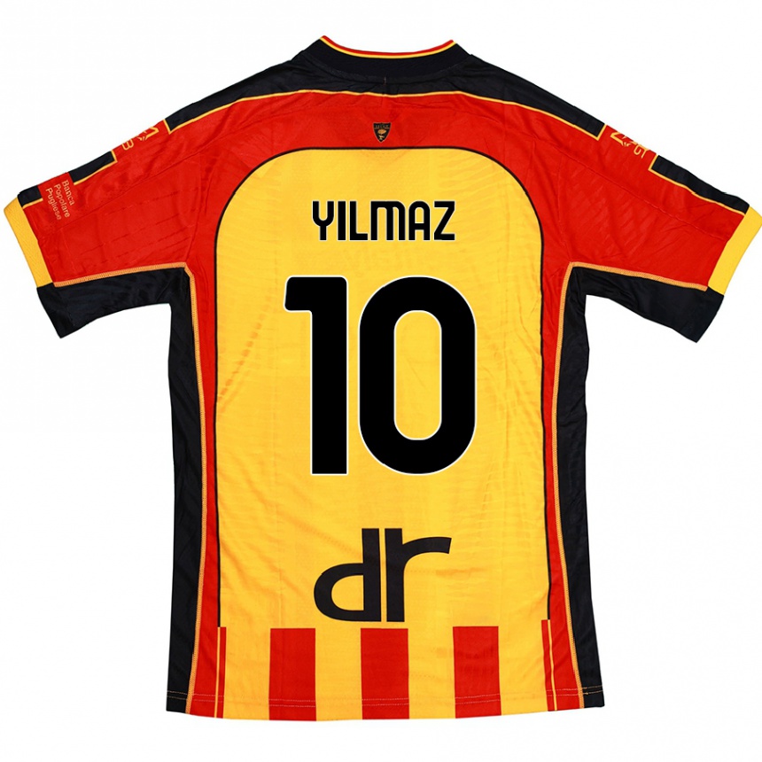 Damen Fußball Enes Yilmaz #10 Gelb Rot Heimtrikot Trikot 2024/25 T-Shirt Luxemburg