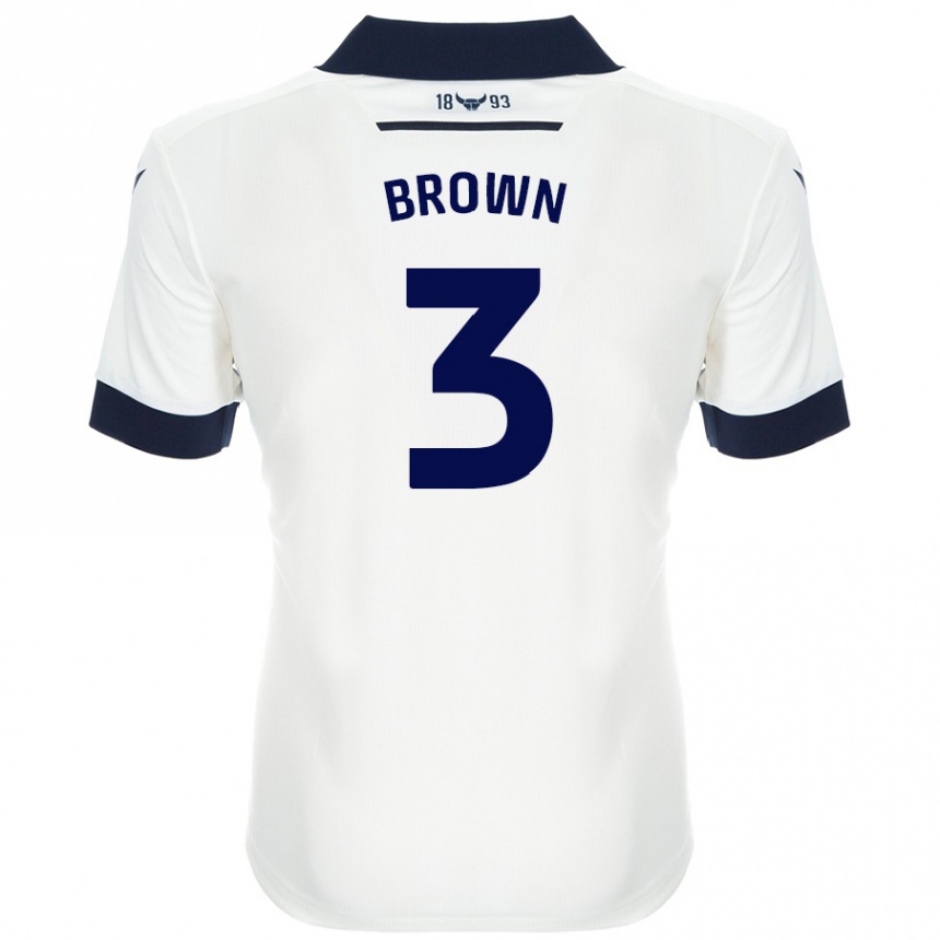 Damen Fußball Ciaron Brown #3 Weiß Marineblau Auswärtstrikot Trikot 2024/25 T-Shirt Luxemburg