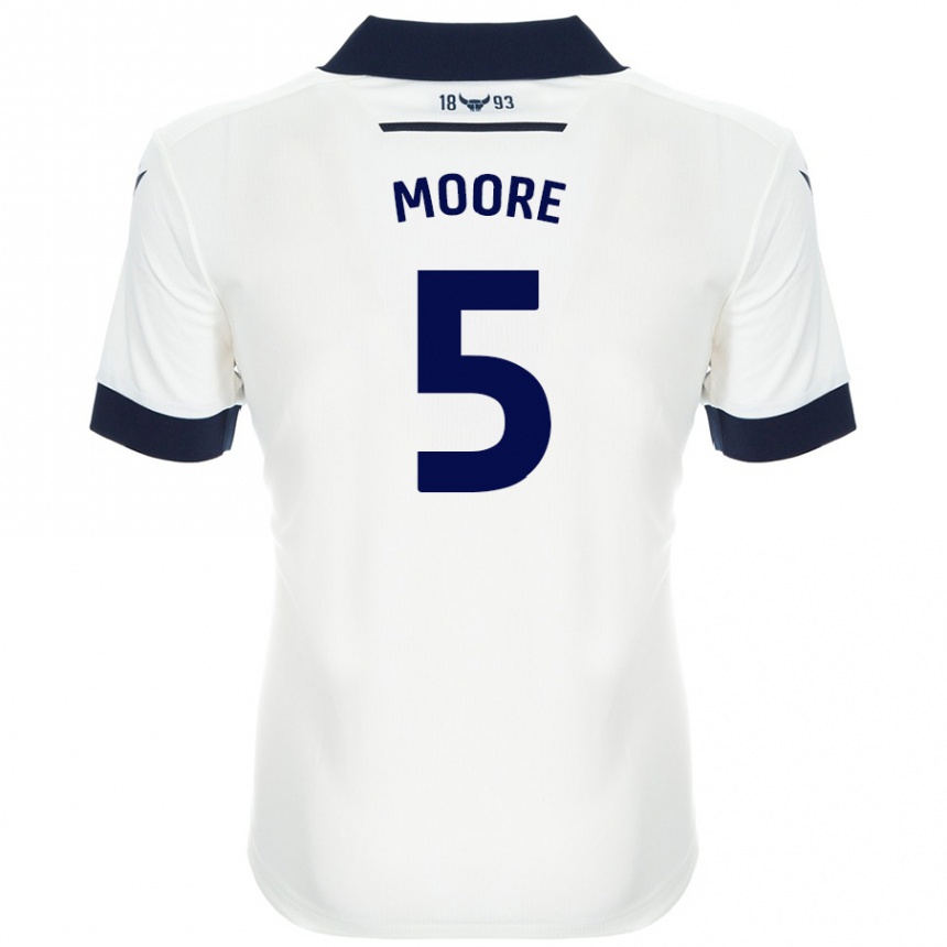 Damen Fußball Elliott Moore #5 Weiß Marineblau Auswärtstrikot Trikot 2024/25 T-Shirt Luxemburg