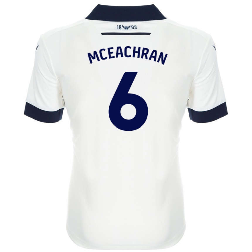 Damen Fußball Josh Mceachran #6 Weiß Marineblau Auswärtstrikot Trikot 2024/25 T-Shirt Luxemburg