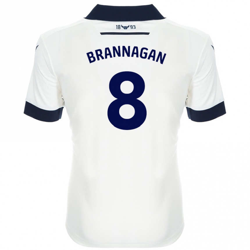 Damen Fußball Cameron Brannagan #8 Weiß Marineblau Auswärtstrikot Trikot 2024/25 T-Shirt Luxemburg