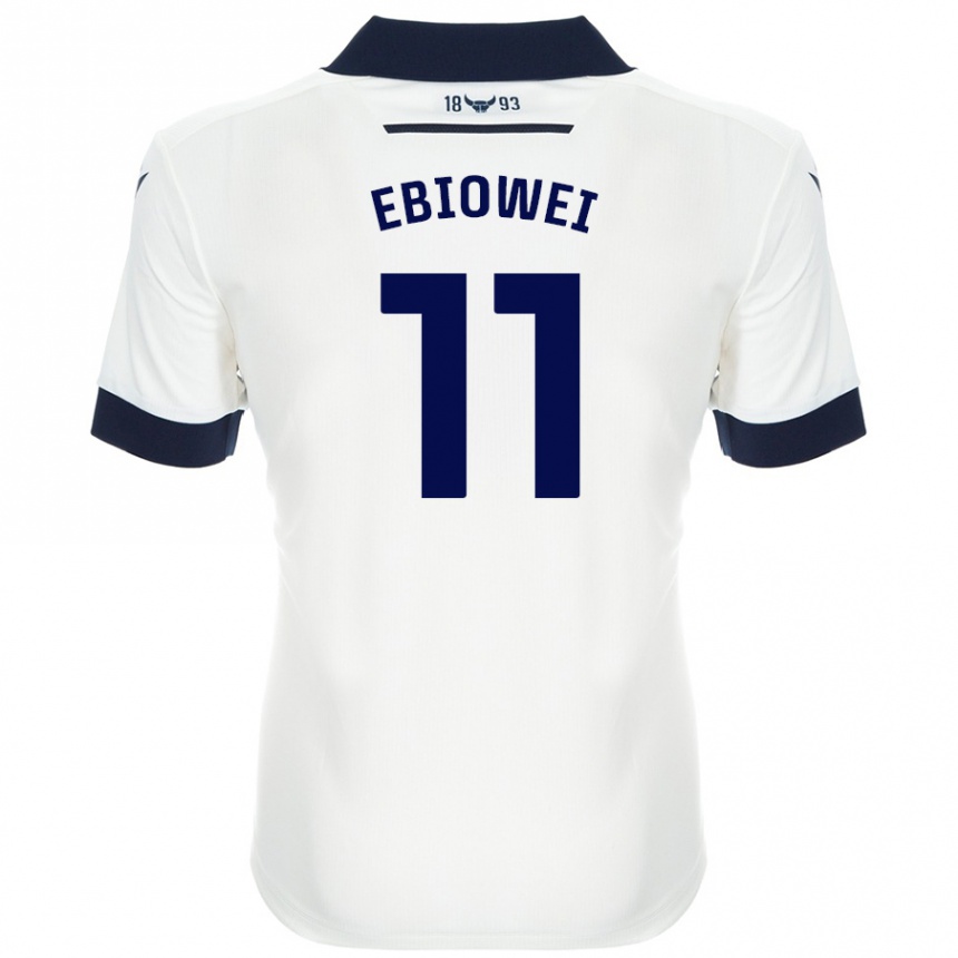 Damen Fußball Malcolm Ebiowei #11 Weiß Marineblau Auswärtstrikot Trikot 2024/25 T-Shirt Luxemburg