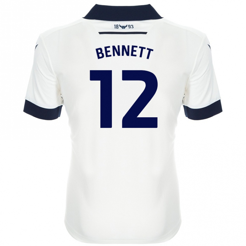 Damen Fußball Joe Bennett #12 Weiß Marineblau Auswärtstrikot Trikot 2024/25 T-Shirt Luxemburg