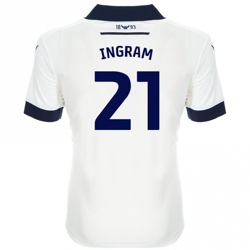 Damen Fußball Matt Ingram #21 Weiß Marineblau Auswärtstrikot Trikot 2024/25 T-Shirt Luxemburg