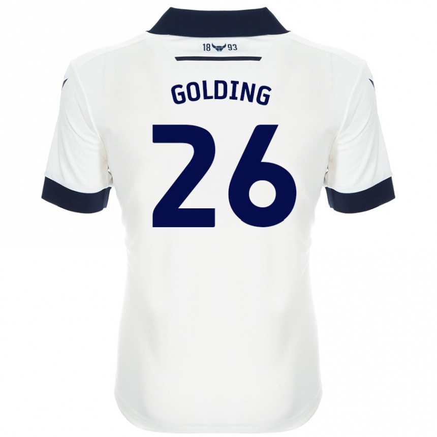 Damen Fußball James Golding #26 Weiß Marineblau Auswärtstrikot Trikot 2024/25 T-Shirt Luxemburg