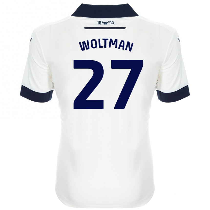 Damen Fußball Max Woltman #27 Weiß Marineblau Auswärtstrikot Trikot 2024/25 T-Shirt Luxemburg