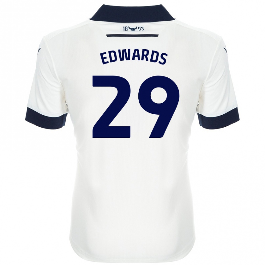 Damen Fußball Kyle Edwards #29 Weiß Marineblau Auswärtstrikot Trikot 2024/25 T-Shirt Luxemburg