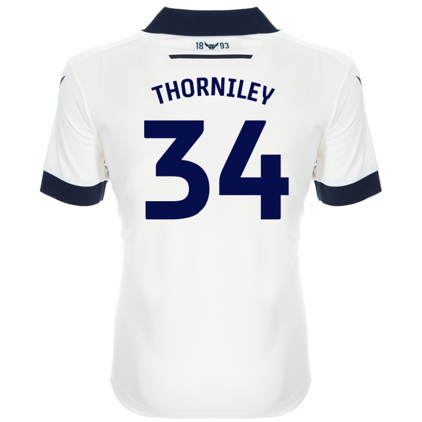 Damen Fußball Jordan Thorniley #34 Weiß Marineblau Auswärtstrikot Trikot 2024/25 T-Shirt Luxemburg