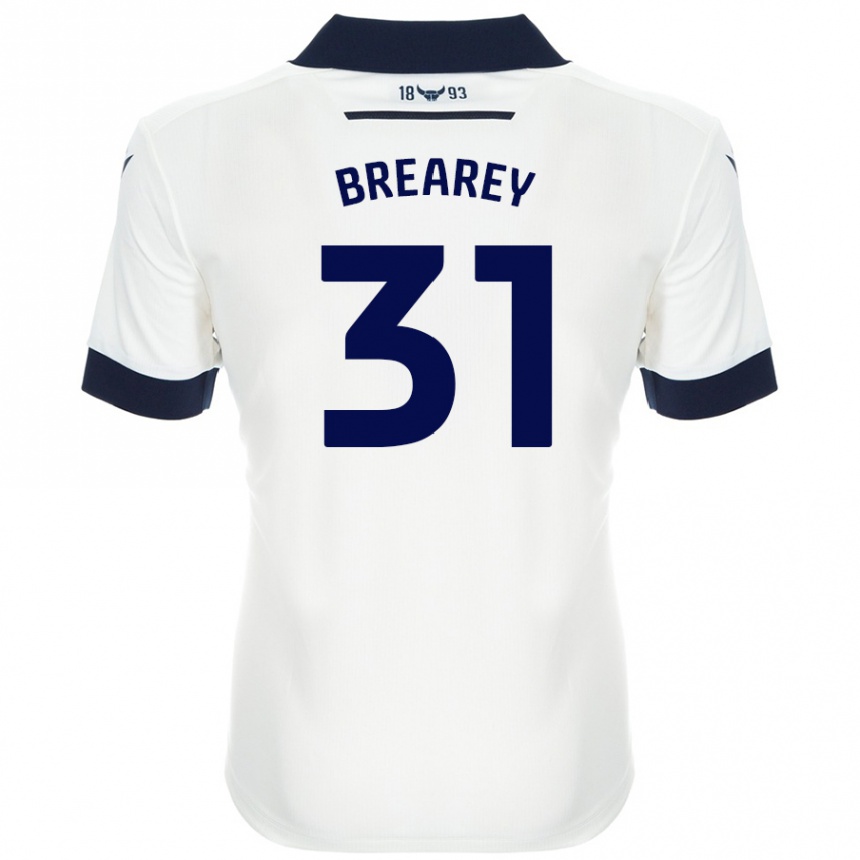 Damen Fußball Eddie Brearey #31 Weiß Marineblau Auswärtstrikot Trikot 2024/25 T-Shirt Luxemburg