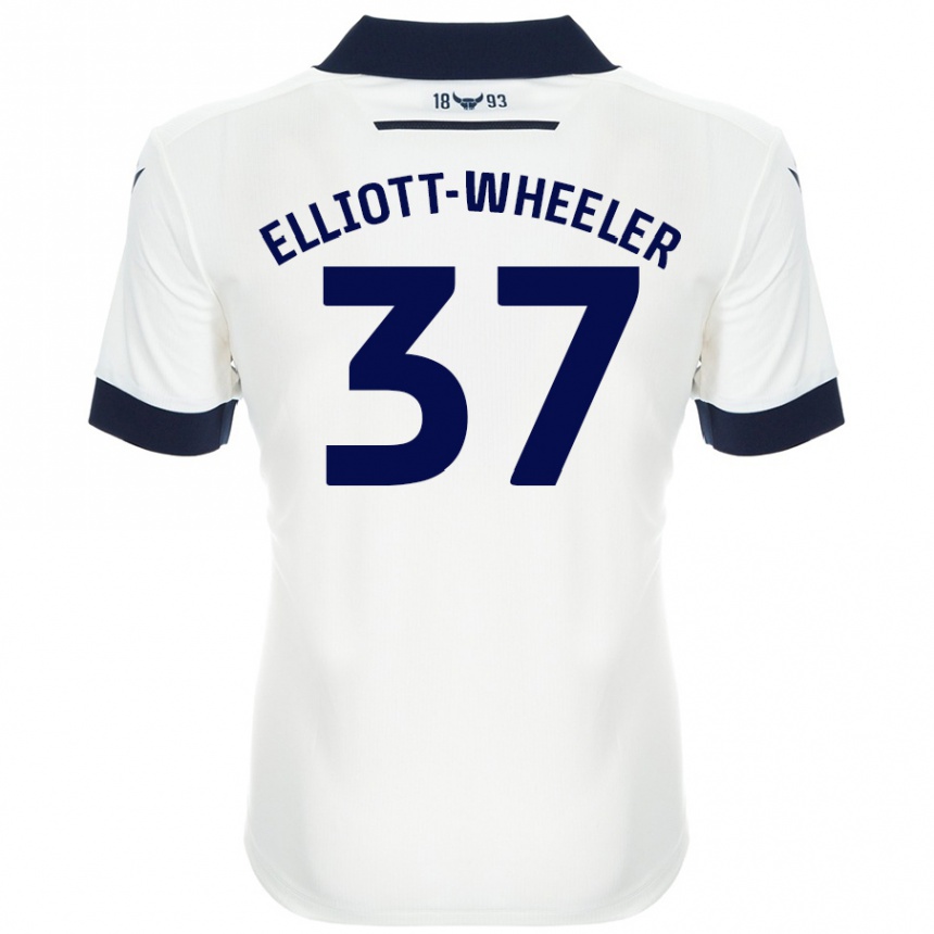 Damen Fußball Aidan Elliott-Wheeler #37 Weiß Marineblau Auswärtstrikot Trikot 2024/25 T-Shirt Luxemburg