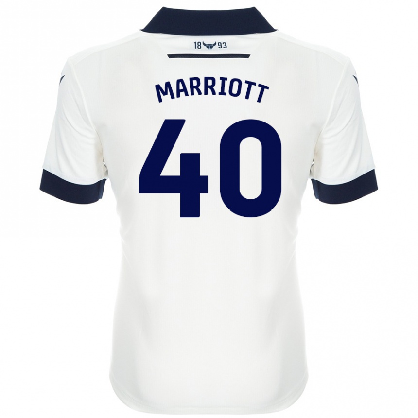 Damen Fußball Monty Marriott #40 Weiß Marineblau Auswärtstrikot Trikot 2024/25 T-Shirt Luxemburg