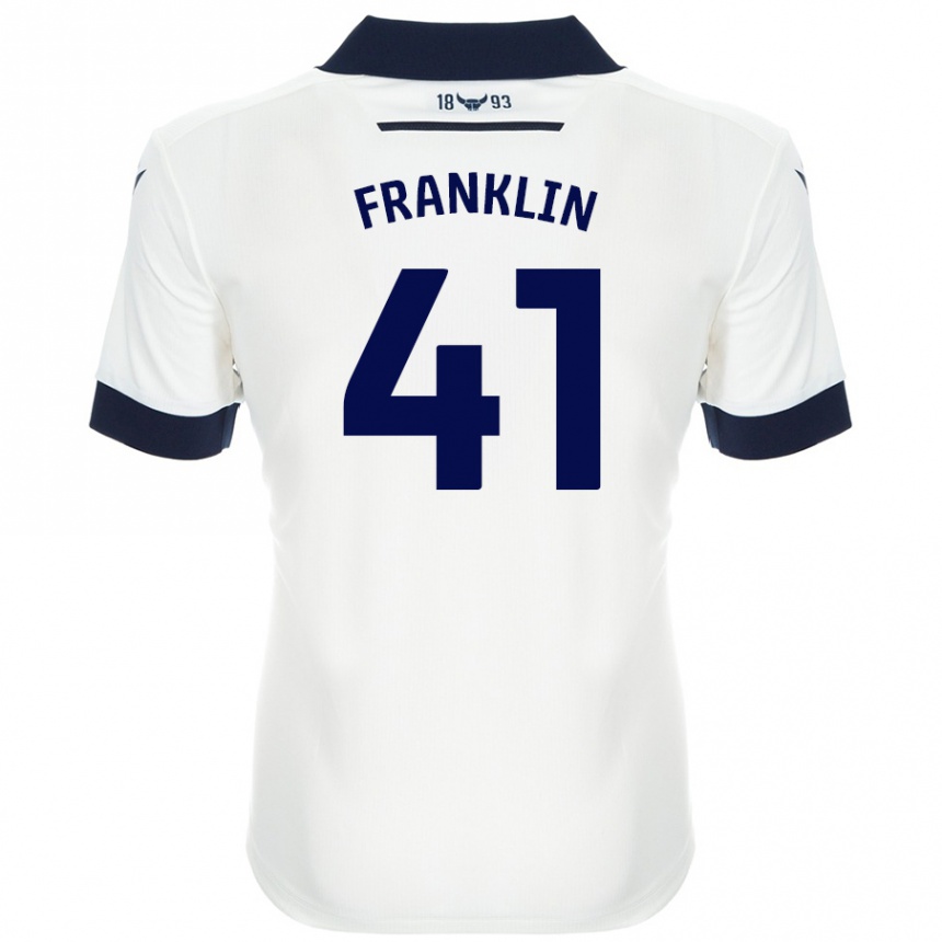 Damen Fußball George Franklin #41 Weiß Marineblau Auswärtstrikot Trikot 2024/25 T-Shirt Luxemburg