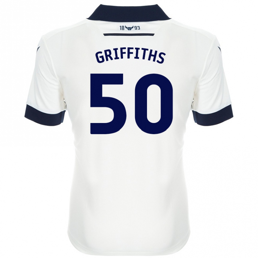 Damen Fußball Louis Griffiths #50 Weiß Marineblau Auswärtstrikot Trikot 2024/25 T-Shirt Luxemburg